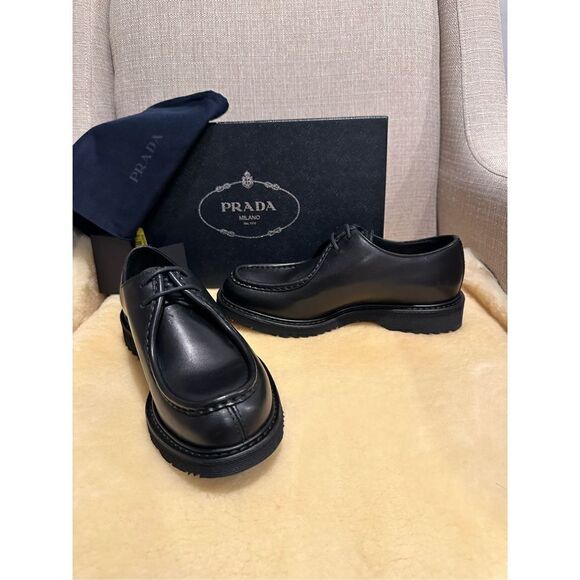 Prada brushed leather lace-up shoes, loafers size 5,5 EU 38,5-39 - Picture 4 of 10